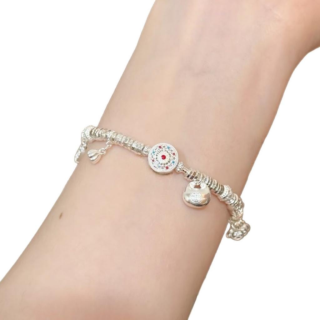 Eight Treasures Compass Fortune Scale Bead Bracelet for Women, New Chinese Style Gourd, Wealth-Attracting, Chubby Fortune Charm, Traditional Style