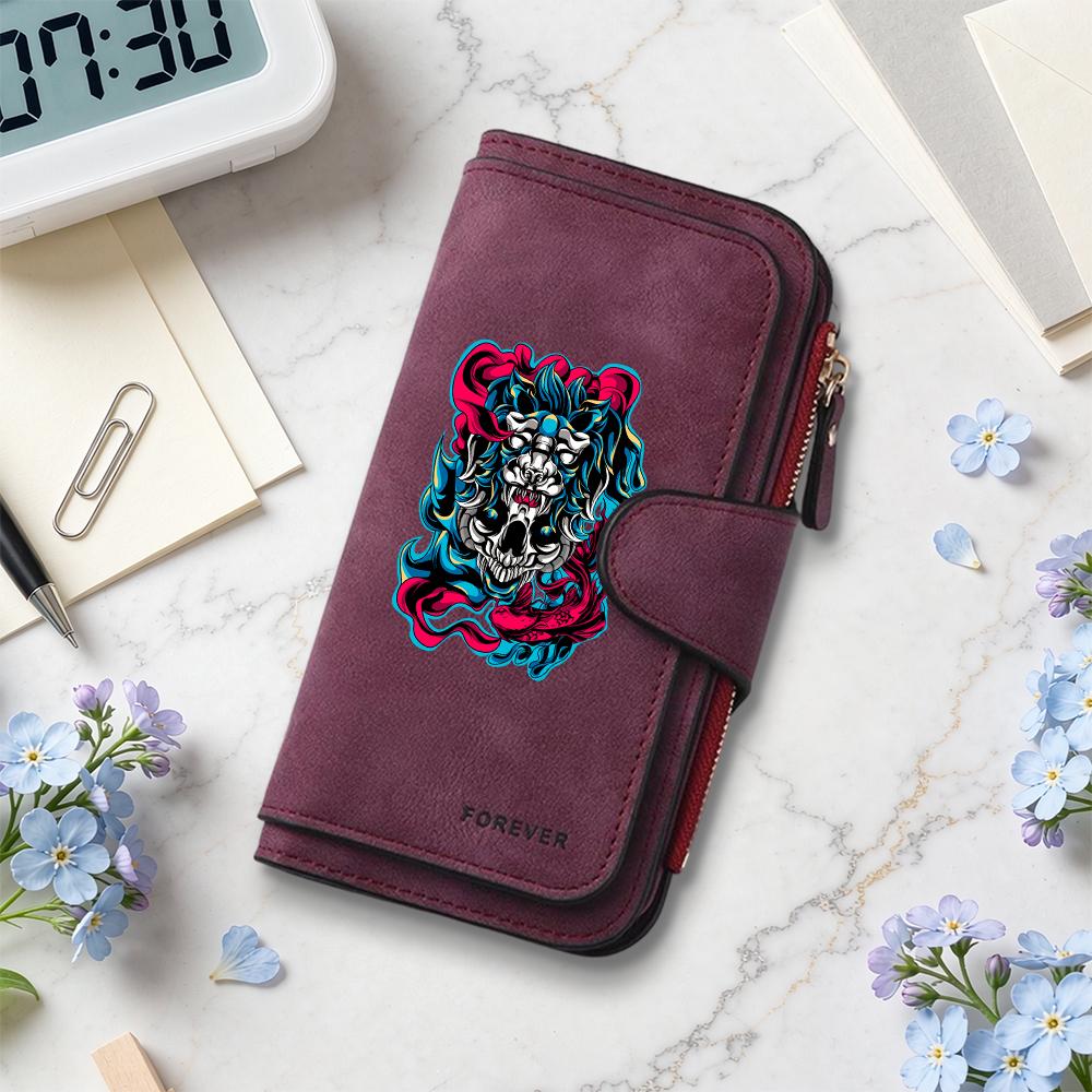 Stylish Pattern Long Wallet Forever Printed Purse Portable Daily Use Card Holder Fashion Casual Zipper Purse