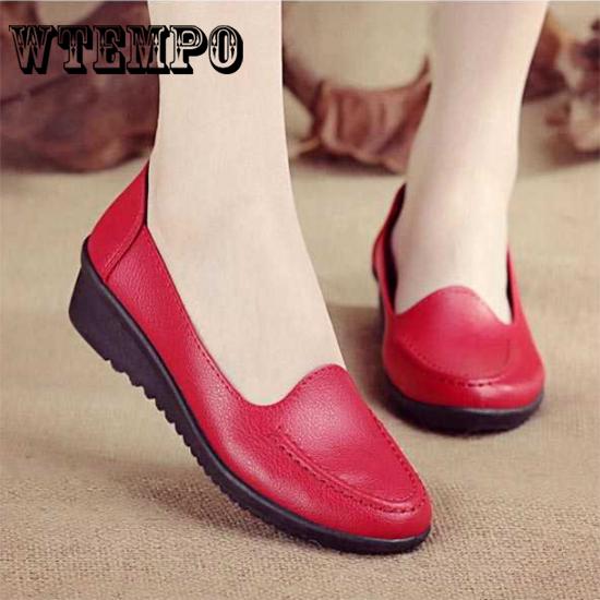 Handmade Leather Soft Shoes Female Flats Lady Round Toe Shoes Loafers Casual Shoes Women