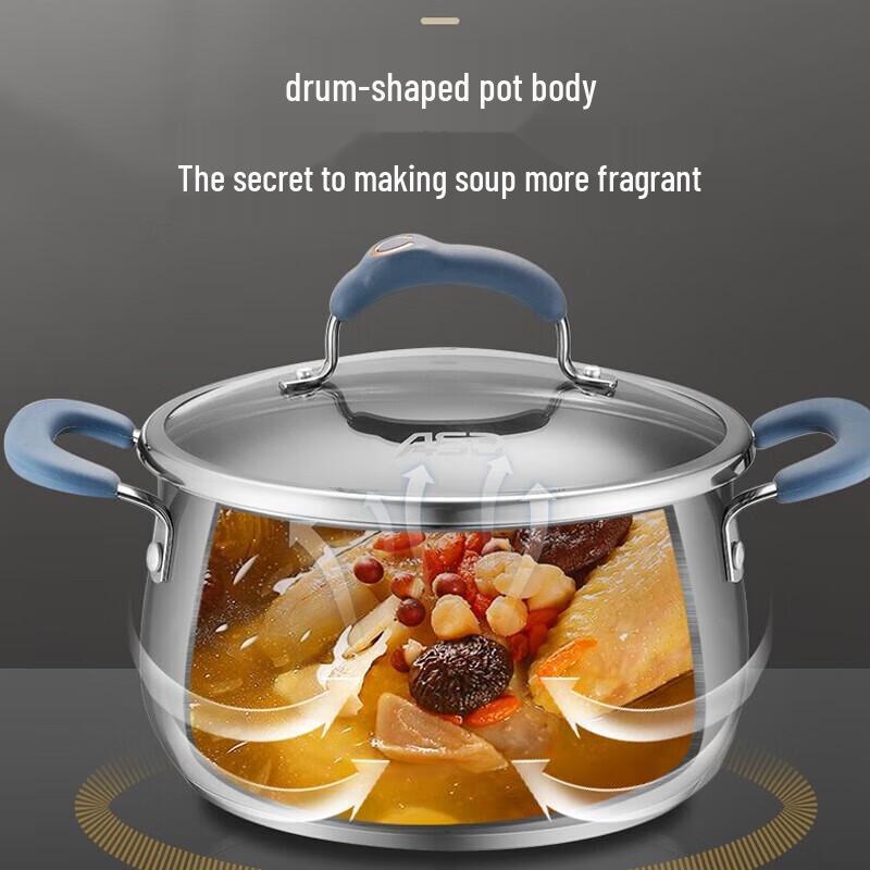 ASD DeLisha Pot à Soupe Antiadhésif Haut de Gamme 24 cm Acier Inoxydable 304