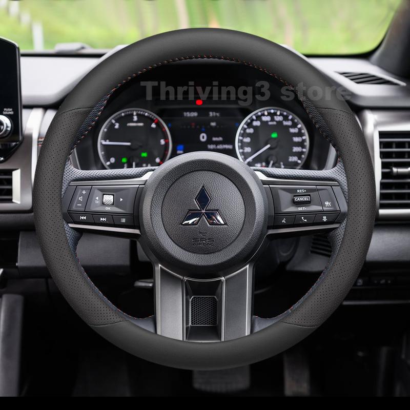 Leather Car Steering Wheel Cover For Mitsubishi Triton GLS GSR L200 2015-2025 Non-slip Auto Interior Mitsubishi L200 Accessories
