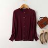 Women's Silk Cashmere Cotton Blend Round Neck Cardigan - Long Sleeve, Loose Knitwear for Spring/Autumn