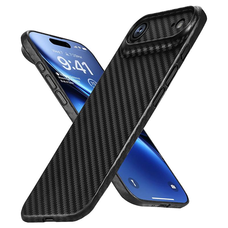 

Чехол с узором из углеродного волокна 0,3 мм для iPhone 17 Pro Ультратонкий матовый твердый PP чехол для iPhone 17 Pro Тонкая задняя крышка-накладка Fundas iPhone Air чёрный