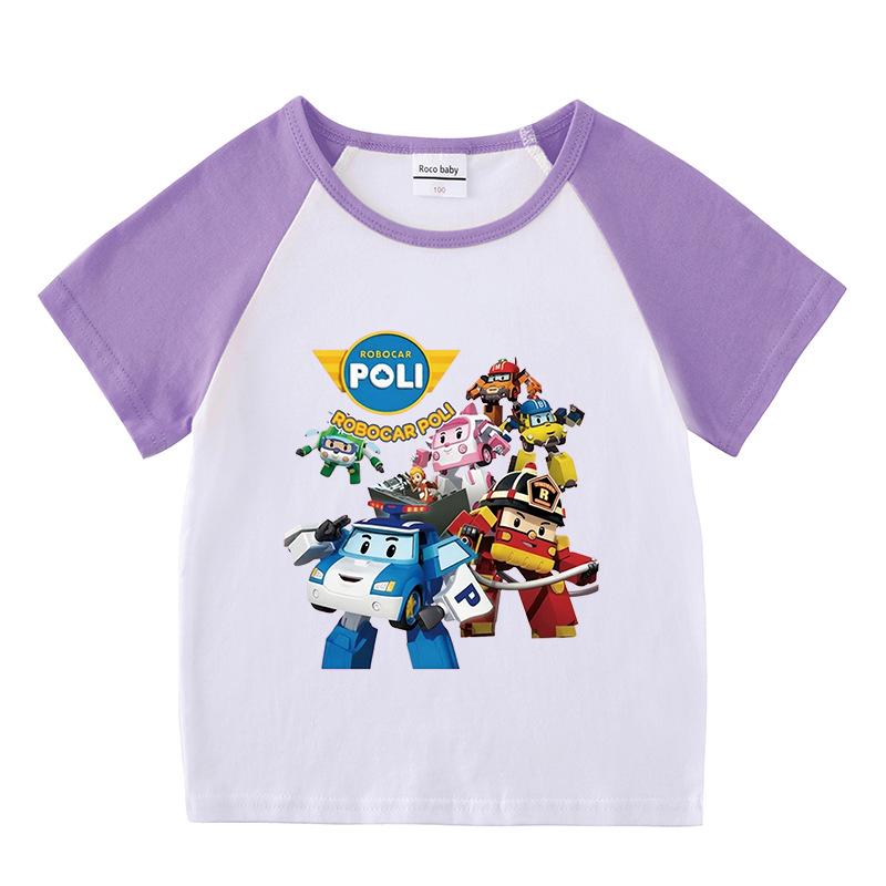 Kids' Color Block Summer Sports Set: Short-Sleeve T-Shirt & Hot Pants.