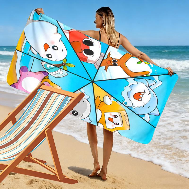Lankybox Print Beach Towel, Large Soft Quick Dry Towel for Beach Camping Swimming