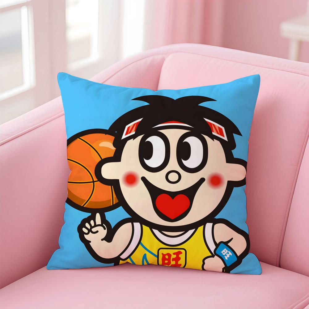 cartoon W-Wangzai Cushion Cover Home & Car Multi-Scene Pillow Cover - Reversible, Soft & Durable for Daily Use