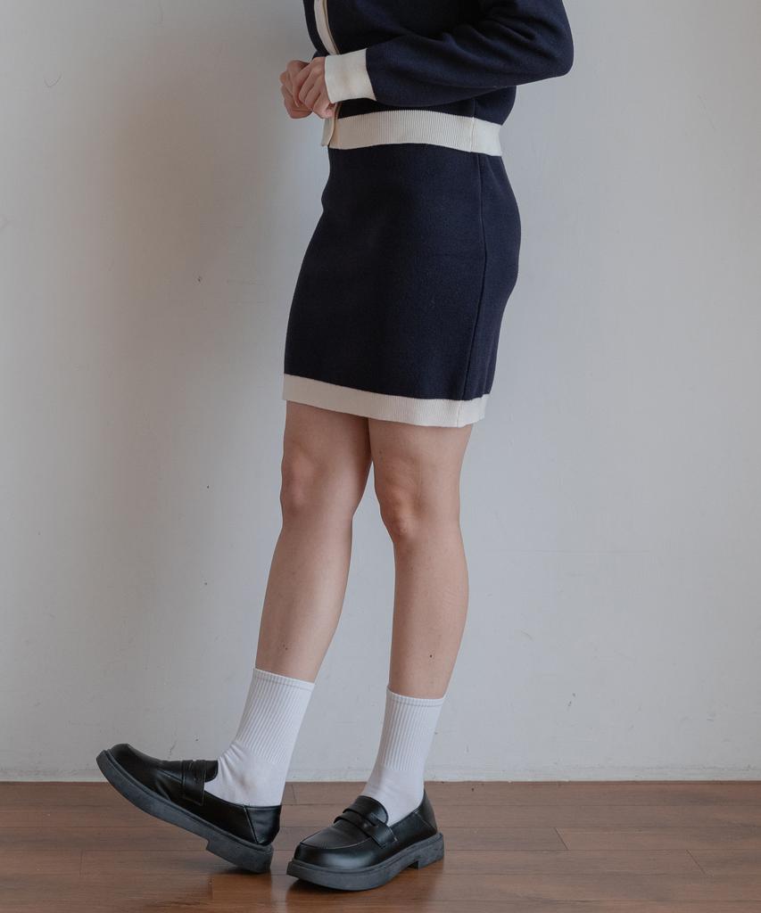 SELITIO Women'S Line Point Soft Knit Skirt Navy