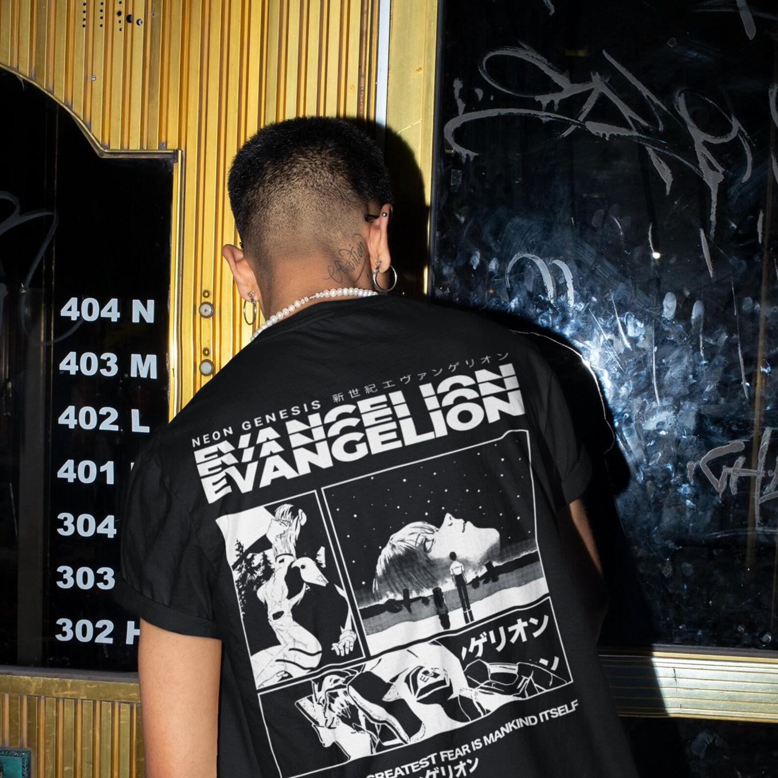 Evangelion Anime Back Print T-Shirt | Japanese Streetwear S
