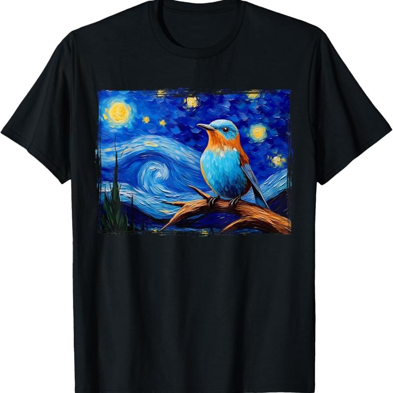 

Eastern Bluebird Painting Birds Lover T Shirt - Men s Summer Cotton Graphic Tee S