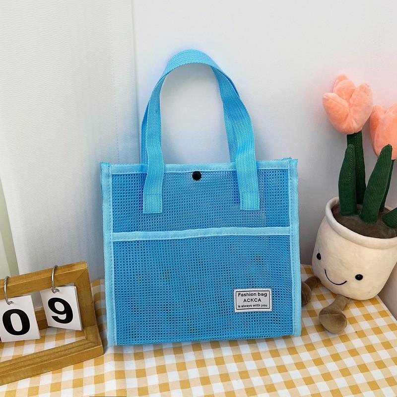 Stylish Korean Transparent Mesh Casual Beach Bag Large Capacity Tote Handbag