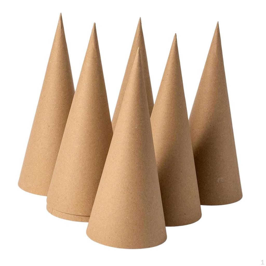 6 Open-bottom Paper Mache Cones, Imaginative Decoration for Crafts, Painting, And Party Hat