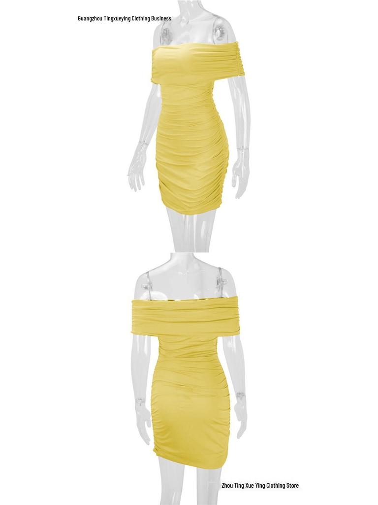 European & American Sexy One-Shoulder Bodycon Sheath Dress for Women