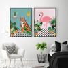 Tropical Plant Tiger Wall Art Canvas Painting  Animal Flamingo Posters And Prints Wall Pictures For Living Room Boho Home Decor No Frame
