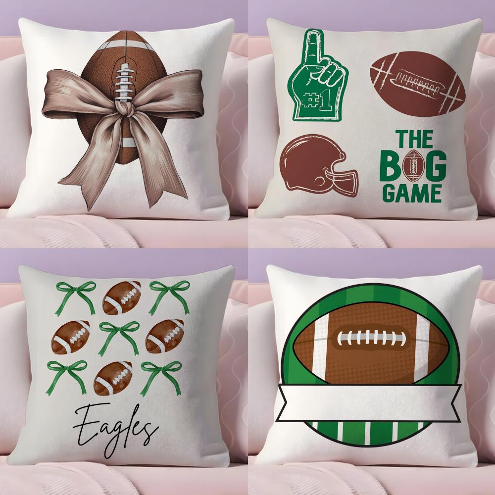 Super Bowl Cushion Cover Soft Short Plush DoubleSided Printing Home Decor Machine Washable Pillow Case Gift