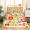 Retro Flowers King Queen Bedding Set Cartoon Vintage Floral Duvet Cover Boho Abstract Quilt Cover Soft Polyester Comforter Cover