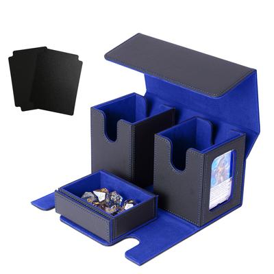 Caja para Mazo Estuche para Cartas Coleccionables Ventana de Exhibición de Cartas 200 Piezas 3 en 1 Doble Triple Funda Compatible con 4 Separadores y 2 Top Loaders Interior de Cuero