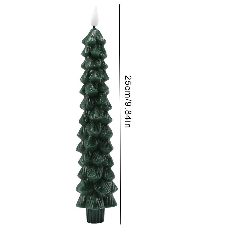 LED Christmas Tree Flameless Taper Candles Waxy Flameless Taper Candles Flickering Window Candle for Christmas Decor
