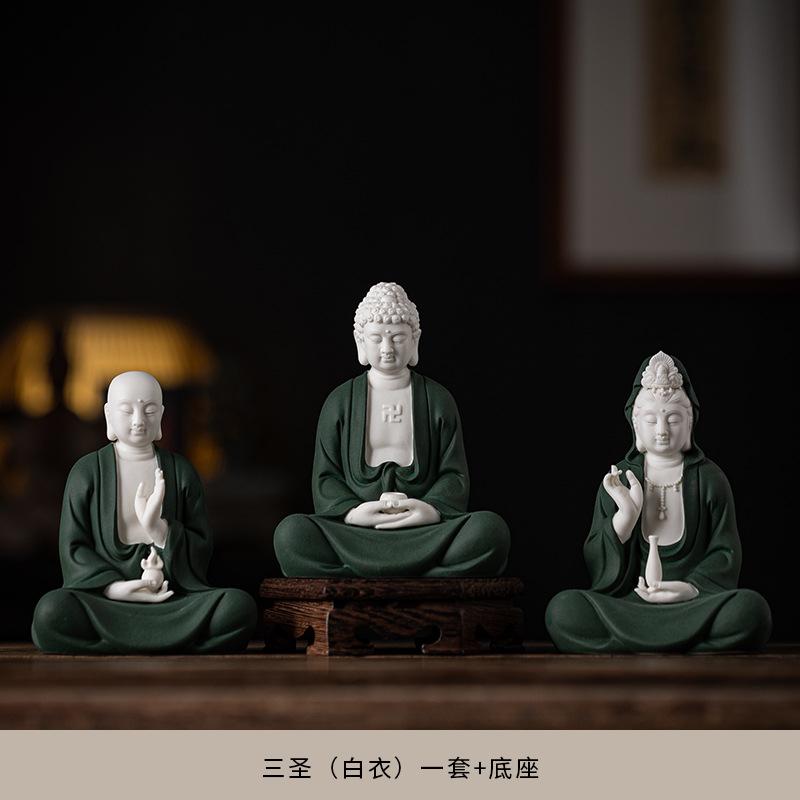 

Статуя Будды Шакьямуни с изображением трех мудрецов Шавы, Гуаньинь, тибетского царя, гостиная, фойе, выставка керамических изделий ручной работы