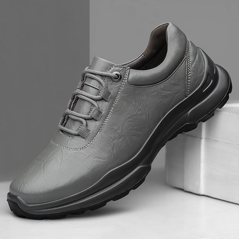 Leisure Walk Mens Casual Shoes Genuine Leather Male Sneakers Fashion Lace-up Treking Footwear Outdoor Travel Trainers Walk Shoes