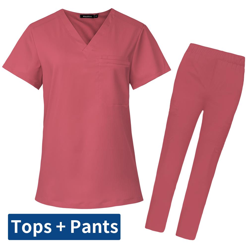 Scrubs Set for Women Soft Stretch Uniforms Unisex Hospital Workwear Dental Clinic Nurse Uniforms Nurses Accessories for Hospital