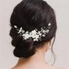 Elegant Artficial Pearls Flower Hair Vine Bridal Flower Hairband For Wedding Bride Bridesmaid And Flower Girl Photography
