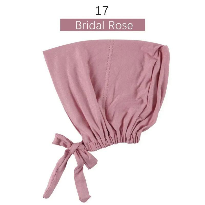 Solid Color Elastic Tie-Back Modal Undercap Hijab Scarf Adjustable Kufi Cap