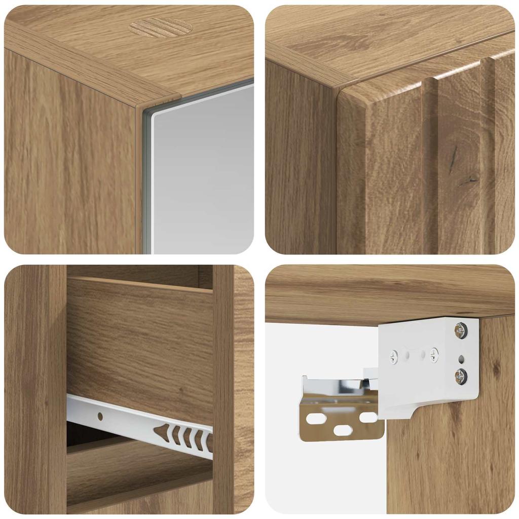 Bathroom Furniture Set 4 Pcs Artisan Oak Engineered Wood and Glass