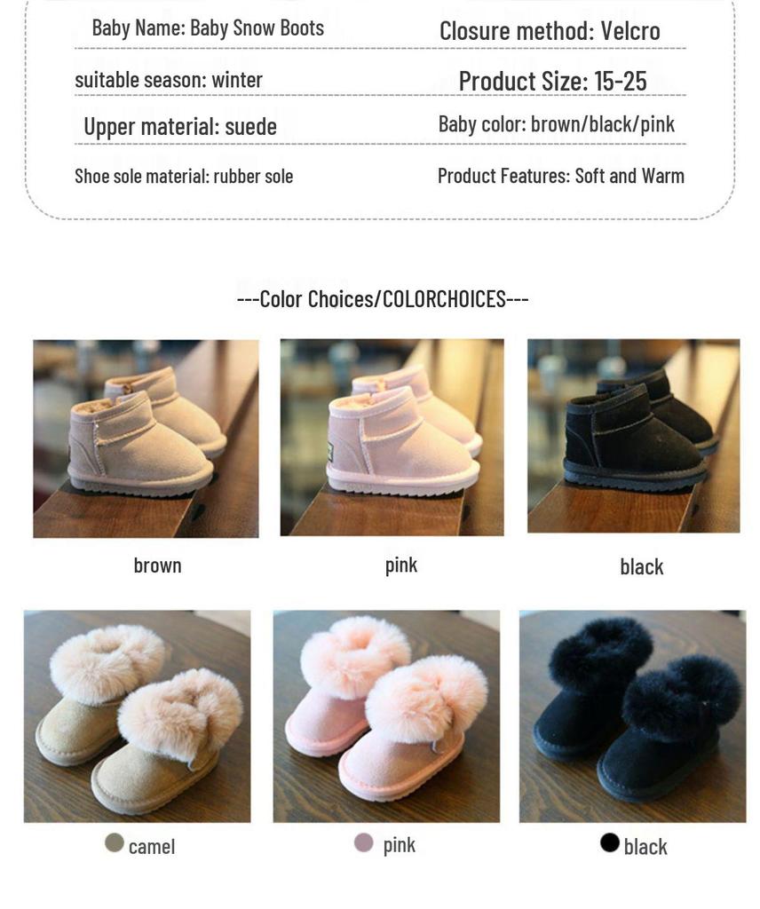 2025 Winter Kinder Schneestiefel: Neuer Stil, Plüschfutter für Mädchen und Jungen