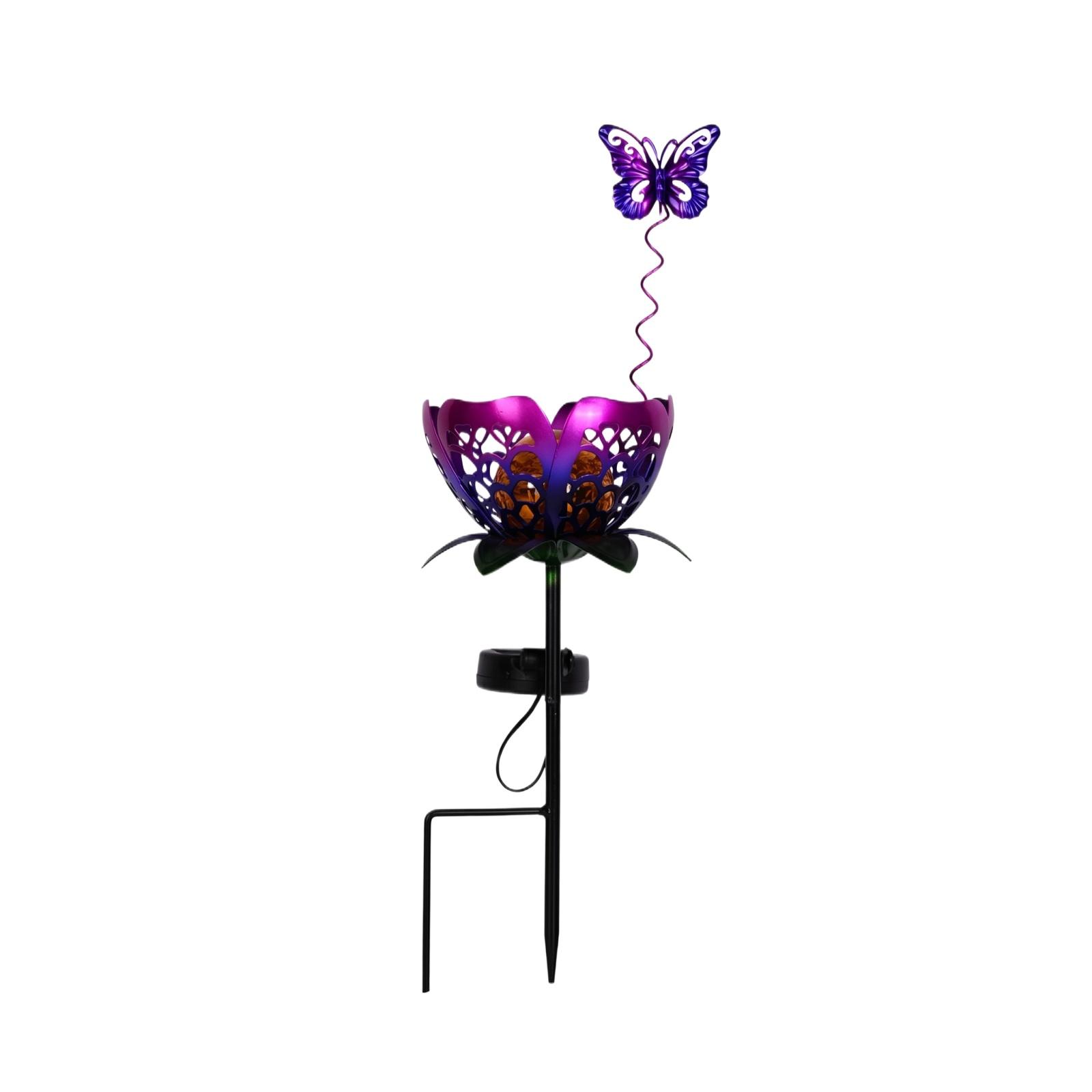 

Solar Garden Light Butterfly Hollow Sunflower Outdoor Yard Decorative Plant Lamp with Stake for Pathway Lawn Patio Lighting one size фиолетовый