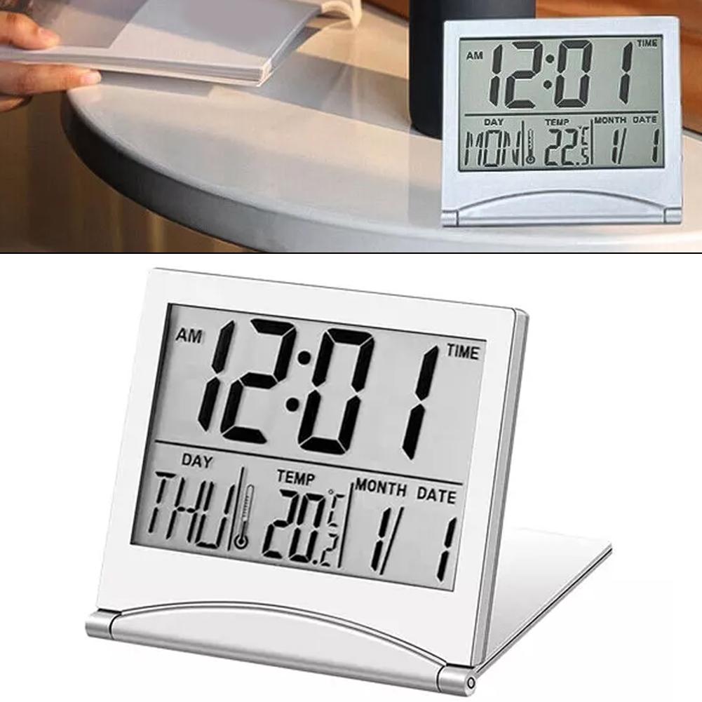 Home Use Digital Alarm Clock Digital Travel Clock With Thermometer Alarm Timer Clock Preinstalled Battery Built-in Thermometer