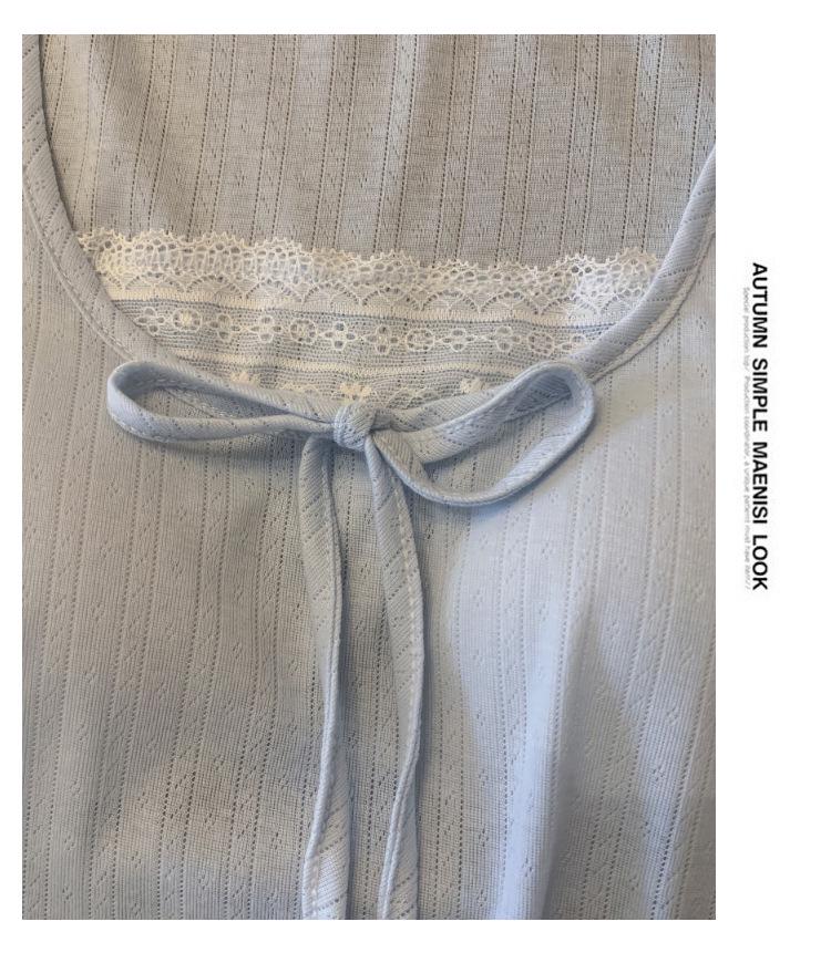 Women's Blue Sleeveless Pajama Shorts Set with Chest Pads, Summer Korean Style, Fresh Girly Design, Perfect for Home or Outdoors.