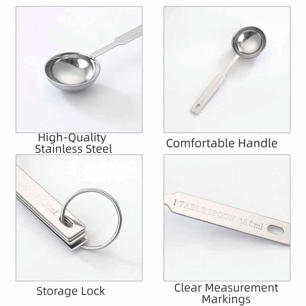 4Pcs Teaspoon Measuring Cups Set Stainless Steel Coffee Sugar Scoop  Baking Tool