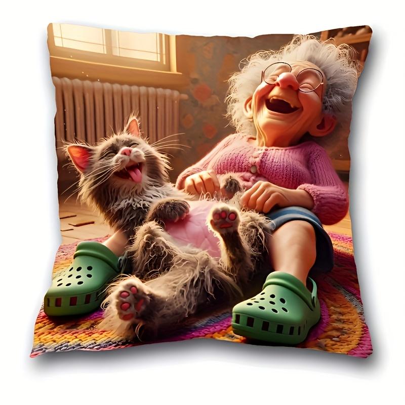 Whimsical Elderly CharacterPrinted Pillowcases for Unique Home Decor Sofa Seat Mattress Coverhome Decoration