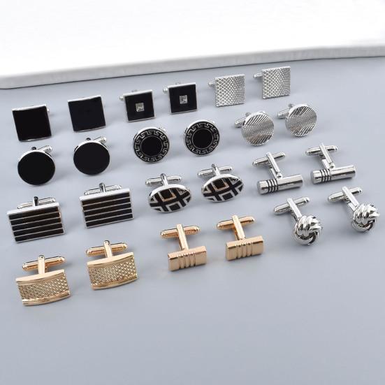 Yousheng 1 Pair Cufflinks Polished Smooth Surface French Style Hollow Twist Round Square Shape Men Suit Shirt Cufflinks  DIY Craft Buttons