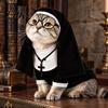Vicces macska Halloween jelmez Apácakolostor jelmez, Cosplay ruházat kalappal, szemüveggel és nyaklánccal, Kisállat puha kényelmes jelmez macskák és kistestű kutyák számára, Party