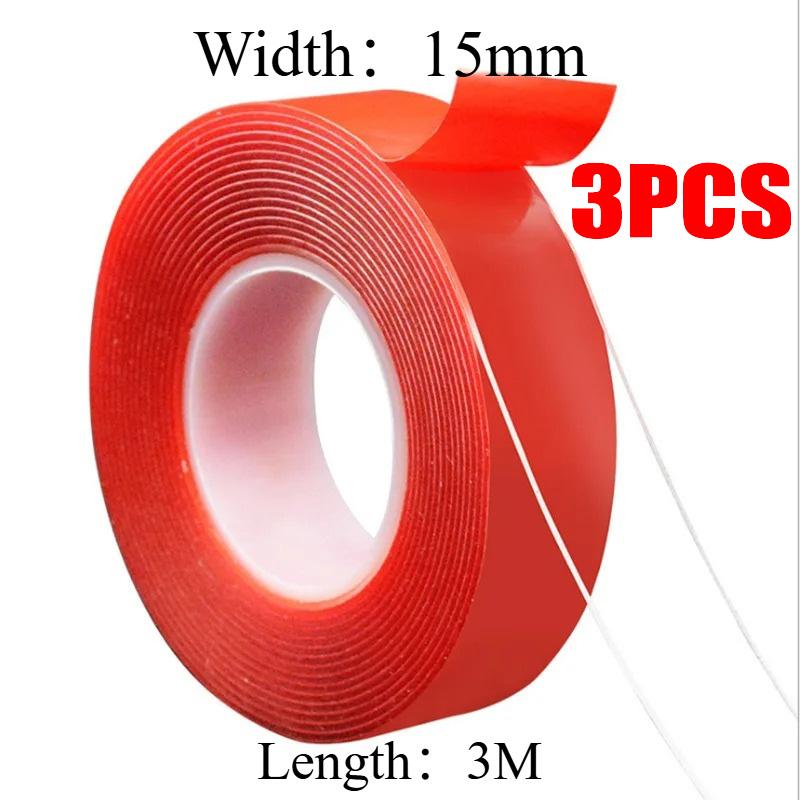 2pc Ultra Thin Transparent Red Film Double Sided Tape With HighTemperature Resistance No Marks Waterproof Adhesion Strong Adhes