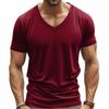 Herren T-Shirt mit V-Ausschnitt, lässig, Slim Fit, kurzärmelig, weich, leicht, einfarbig
