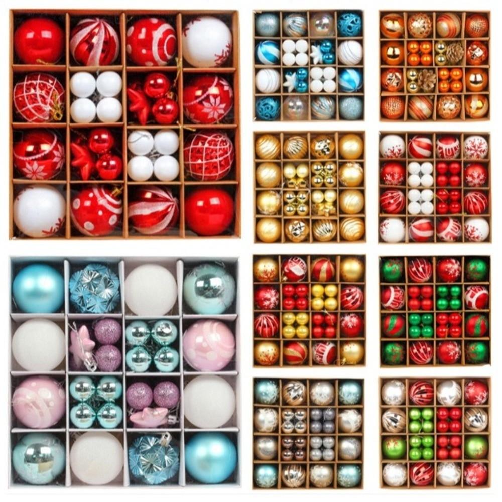 44Pcs/Set Shiny Christmas Ball 6/3CM Xmas Baubles Durable Xmas Ornament Ball  Home