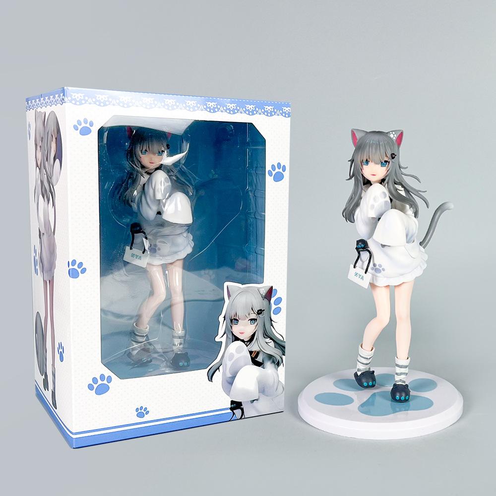 New product - Standing beauty girl Gan Cheng Cat Girl figure - 2D anime cat-ear girl decorative item - Opened box gift