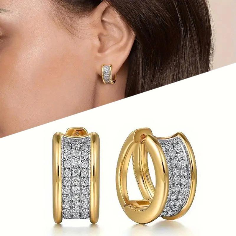 2026 New European and American High-end Inlaid Zircon Earrings with Elegant and Fashionable Design, Casual and Simple Zircon