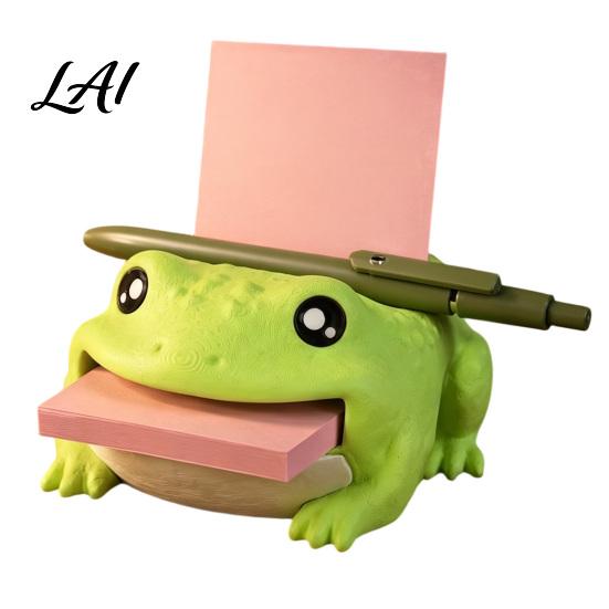Desk Organizer Frog Note Holder Creative with Pen Stand And Memo Teacher Gift Dispenser Cute Animal Stationery Storage Case for Office Home