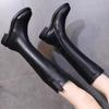 Fashion Leather Round Toe Middle Heel Women's Long Boots Goth Demi-season Boot Sale 2025 New Ladies Knee High Shaft Shoes On Promotion