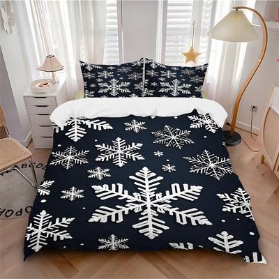 3pcs Snowflake Pattern Bedding Set, Suitable for Bedroom Decoration, (Includes 1 Duvet Cover And 2 Pillowcases, Quilt Not Included) Yy250822194