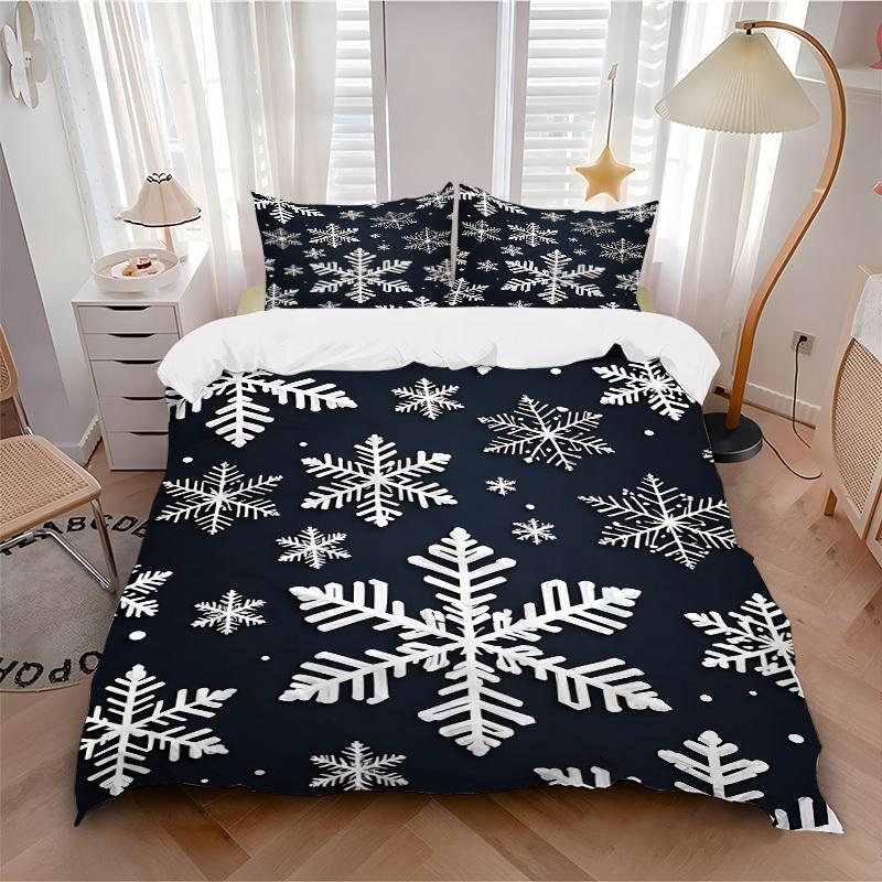 3pcs Snowflake Pattern Bedding Set, Breathable And Soft, Suitable for All Seasons Machine Washable, Suitable for Bedroom Decoration,yy250822194