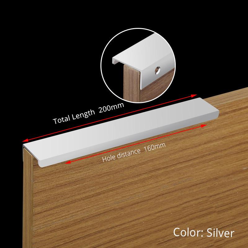 KAK Gold Silver Black Hidden Cabinet Handles Zinc Alloy Kitchen Cupboard Pulls Drawer Knobs Furniture Door Handle Hardware