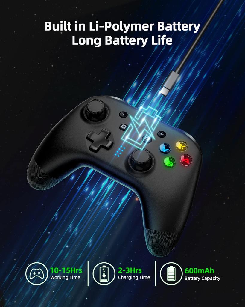 Bezdrátový ovladač EasySMX pro Switch Kompatibilní s Nintendo Programovatelné tlačítko Vibrace Switch/Lite/OLED Android/IOS/PC (Bílý) (Černá)