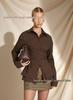 2025 European & Korean Elegant Pleated Waist-Cinched Long Sleeve Shirt