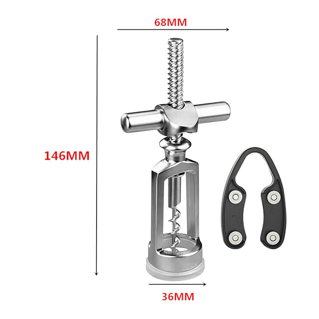 Spiral Cross Corkscrew Zinc Alloy Silver Cork Remover Manual for Restaurant Style C