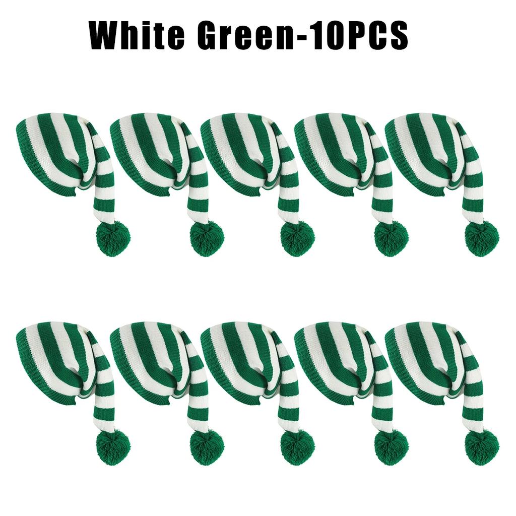 Christmas Unisex Knit Stocking Cap Euro Style Long Tail Pom Pom Elf Hat Festive Winter Accessory Gift