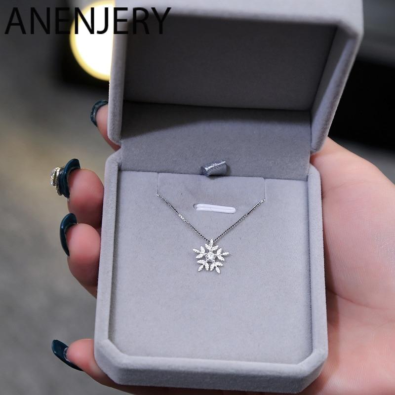 Mitt hjem 925 Sterlingsølv Zirkon Snøkrystall Halskjede For Kvinner Gave Kjede Choker Collares Julehalskjede S -N142